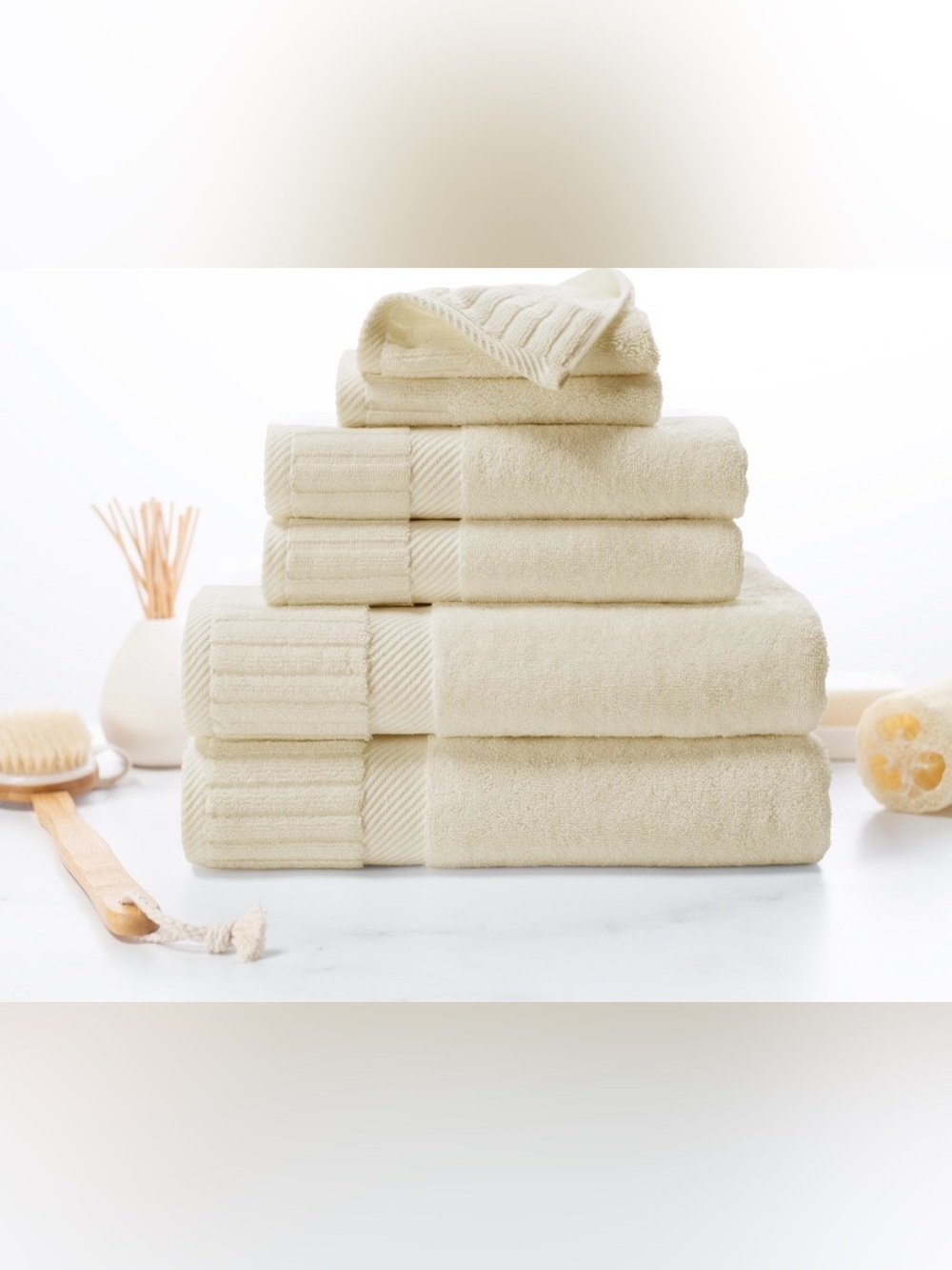 Soft Cream 6 Piece Bath Towels - Plush Absorbent Set